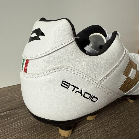 Lotto Stadio Soccer Cleat Shoes Mens Size 8 White Gold Firm Ground 219545 - Picture 12 of 13